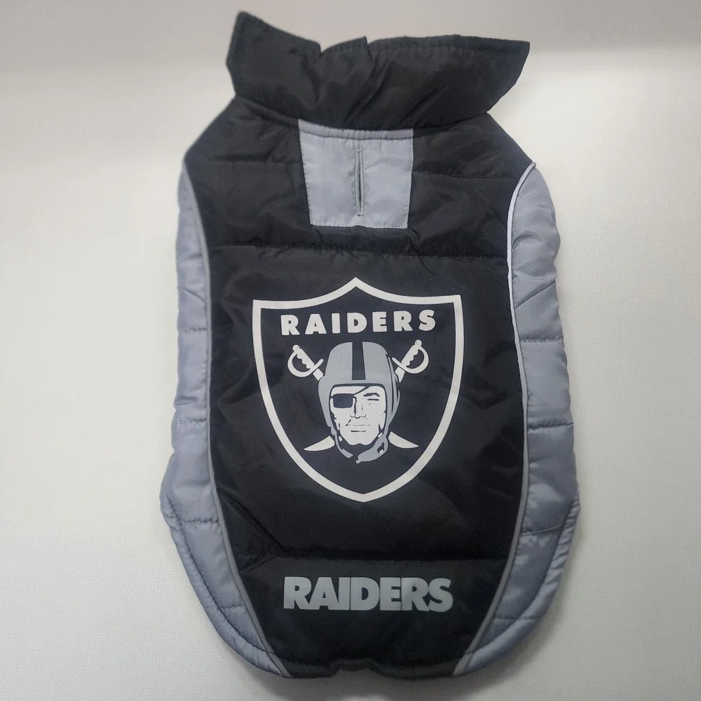 Las Vegas Raiders Dog Pet Puffer Vest Jacket, Size Small NFL Licensed